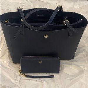 Blue Tory Burch Purse & Wallet Combo - like new